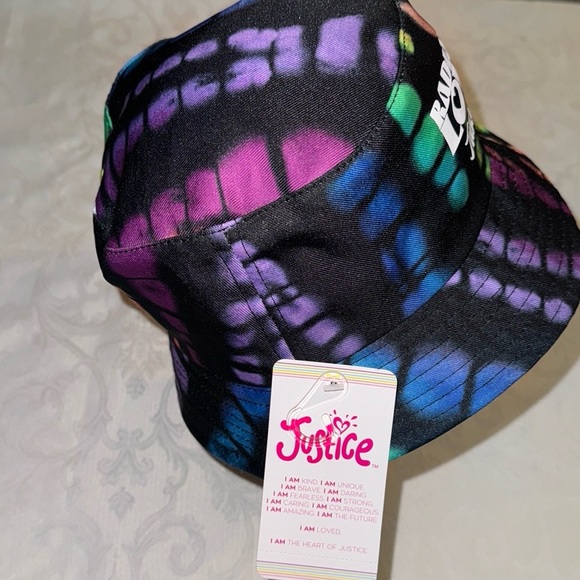 Justice Brand Child Girls/Boys Black Tie-Dye Bucket Hat, Radiate Love - Picture 8 of 12